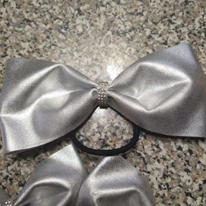 Silver Hair Bows